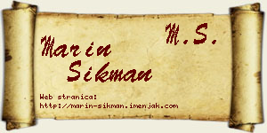 Marin Šikman vizit kartica